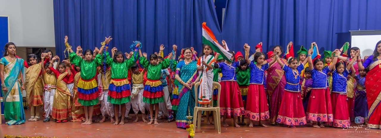 Photo: the first annual day in 2019, children on a small stage